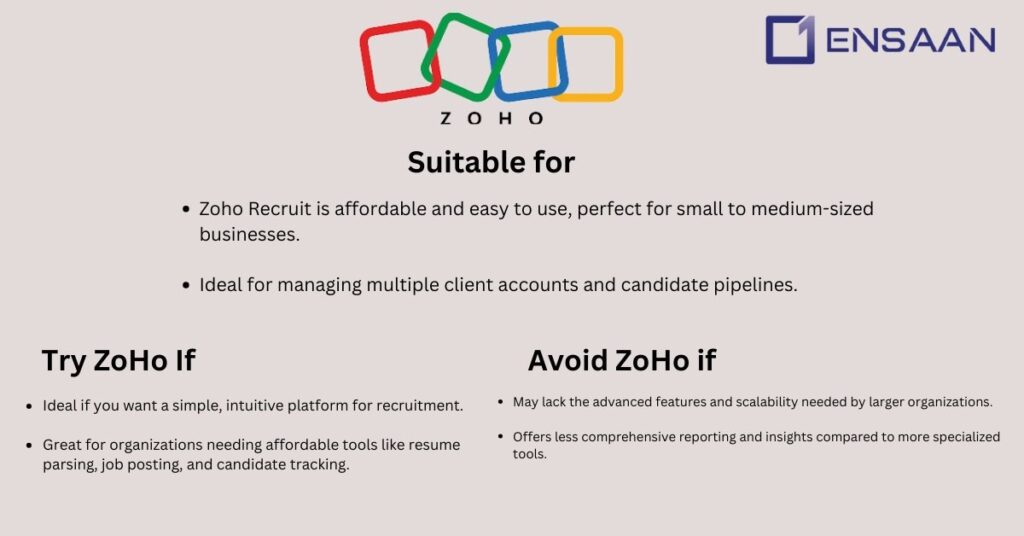 Best AI Powered Recruitment Tools : ZOHO : ensaantech.com