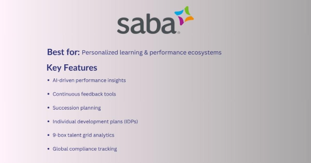 Saba cloud- Performance Management Software for Large Businesses (Top 10 Expert Picks)