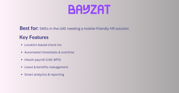 Bayzat- Top 7 Time and Attendance Software in Dubai, UAE