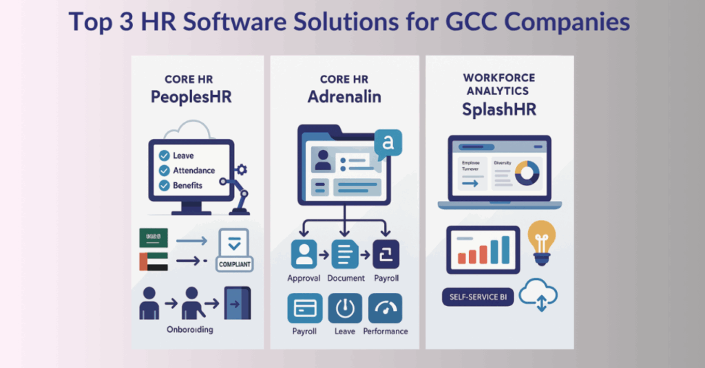 Top 3 HR Software Solutions for GCC (UAE, KSA, Qatar, Bahrain, Kuwait and Oman) Companies 
